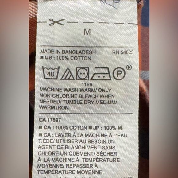 Banana Republic Factory Plaid Button Down Orange Pocket Shirt. Medium. - Picture 6 of 7